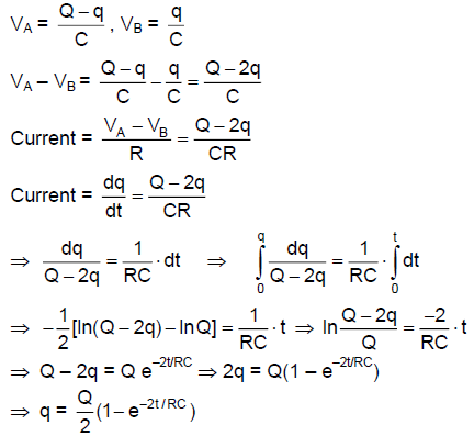 A Capacitor Of Capacitance C Is Given A Charge Q At T 0 It Is Connected To An Uncharged Capacitor Of Equal Capacitance Through A Resistance R Sarthaks Econnect