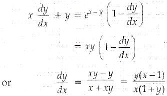 If Xy E X Y Then Show That Dy Dx Y X 1 X Y 1 Sarthaks Econnect Largest Online Education Community