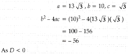 Find The Nature Of The Roots Of The Quadratic Equation 13 3x 2 10x 3 0 Sarthaks Econnect Largest Online Education Community