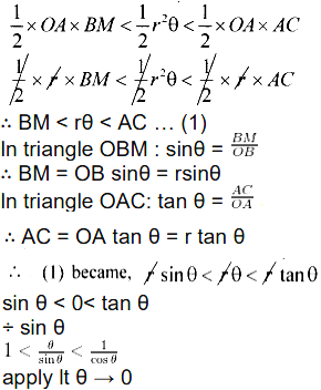 Prove That Lim X 0 Sinx X 1 Where X Being Measured In Radians Sarthaks Econnect Largest Online Education Community