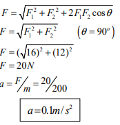 Force Of 16n And 12n Are Acting On A Mass Of 0kg In Mutually Perpendicular Directions Find The Magnitude Of The Acceleration Produced Sarthaks Econnect Largest Online Education Community