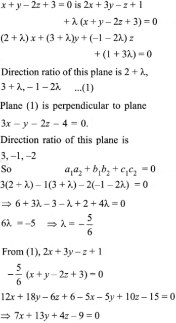 Find The Equation Of The Plane Passing Through The Intersection Of The Planes 2x 3y Z 1 0 And X Y 2z 3 0 Sarthaks Econnect Largest Online Education Community