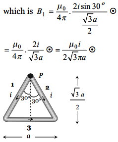 An equilateral triangle of side 'a' carries a current i then find out ...