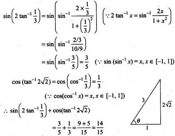 Find The Value Of The Expression Sin 2tan 1 1 3 Cos Tan 1 2 2 Sarthaks Econnect Largest Online Education Community