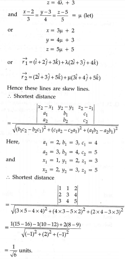 Find The Shortest Distance Between The Following Pair Of Lines X 1 2 Y 2 3 Z 3 4 X 2 3 Y 3 4 Z 5 5 Sarthaks Econnect Largest Online Education Community