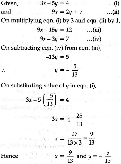 Solve The Following Pairs Of Linear Equations By Elimination Method And The Substitution Method I X Y 5 And 2x 3y 4 Sarthaks Econnect Largest Online Education Community
