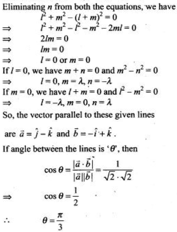 Find The Angle Between The Lines Whose Direction Cosines Are Given By The Equations L M N 0 L 2 M 2 N 2 0 Sarthaks Econnect Largest Online Education Community