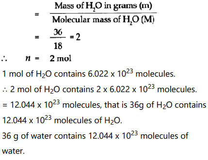 Qual o número de moléculas em 36 g de água 