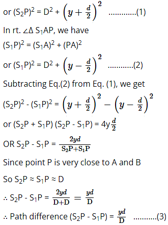 Path difference between two waves reaching at P.