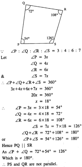 In Quadrilateral Pqrs ∠p ∠q ∠r ∠s 3 4 6 7 Calculate Each Angle Of The 4507