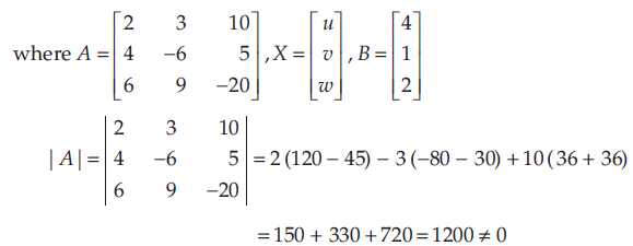 Using Matrix Method Solve The Following System Of Equations 2 X 3 Y 10 Z 4 4 X 6 Y 5 Z 1 6 X 9 Y Z 2 X Y Z 0 Sarthaks Econnect Largest Online Education Community