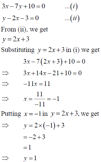 Solve The Following Systems Of Equations 3x 7y 10 0 Y 2x 3 0 Sarthaks Econnect Largest Online Education Community