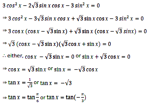 Solve The Following Equations 3 Cos 2 X 2 3sin X Cos X 3sin 2 X 0 Sarthaks Econnect Largest Online Education Community