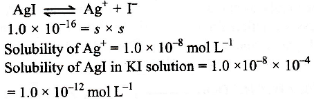 The solubility product of AgI at 25 C is 1.0 x 10 16 mol 2 L 2