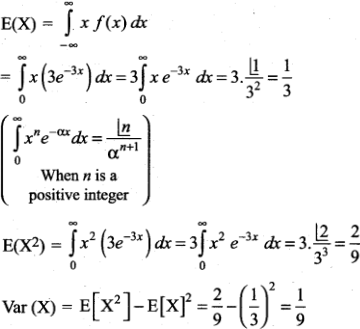 Find The Mean And Variance Of The Distribution F X 3e 3x 0 X 0 Elsewhere Sarthaks Econnect Largest Online Education Community