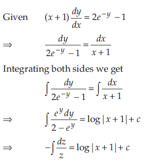Find The Particular Solution Of The Following Differential Equation X 1 Dy Dx 2e Y 1 Y 0 When X 0 Sarthaks Econnect Largest Online Education Community