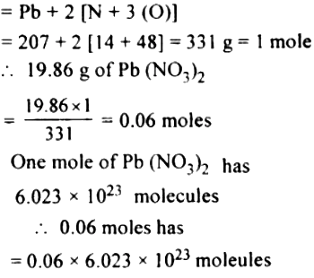 The Number Of Moles And Molecules In 19 S6 G Of Pb No3 2 Pb 7 N 14 O 16 Sarthaks Econnect Largest Online Education Community