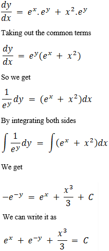 Find The General Solution Of Differential Equation Dy Dx E X Y X 2e Y Sarthaks Econnect Largest Online Education Community