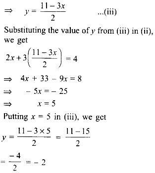 Solve Each Of The Following Systems Of Simultaneous Linear Equations By The Method Of Substitution I 3x 2y 11 2x 3y 4 Sarthaks Econnect Largest Online Education Community