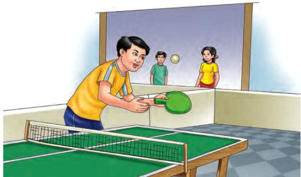 Left arm service in table tennis