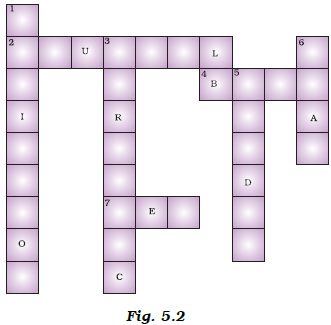 Fill in the cross word given as Figure 5.2 with the help of the clues