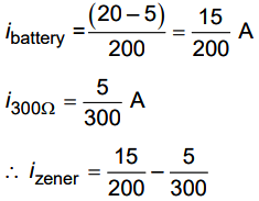 Find current through zener diode if its breakdown voltage is 5V