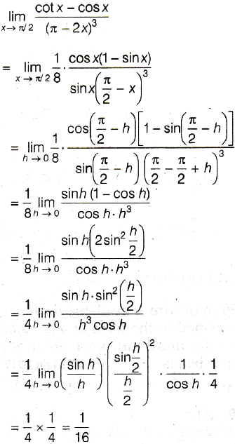 Limit Limit X Pi 2 Cot X Cos X Pi 2x 3 Equals To Sarthaks Econnect Largest Online Education Community