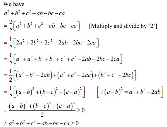 Prove That A 2 B 2 C 2 Ab Ca Is Always Non Negative For All Values Of A B And C Sarthaks Econnect Largest Online Education Community