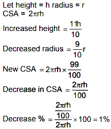 If the height of right circular cylinder is increased by 10 while