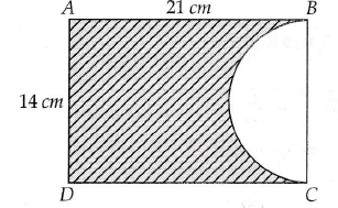 In the given figure, ABCD is a rectangle of dimensions 21 cm x 14 cm. A ...