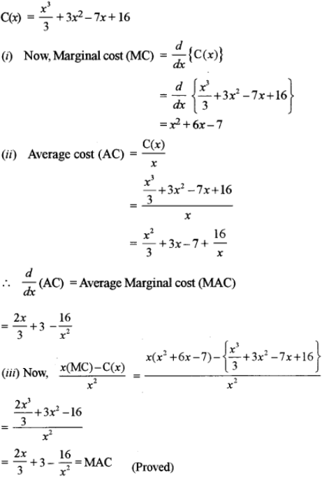 Given That The Total Cost Function For X Units Of A Commodity Is C X X 3 3 3x 2 7x 16 I Find The Marginal Cost Mc Sarthaks Econnect Largest Online Education Community