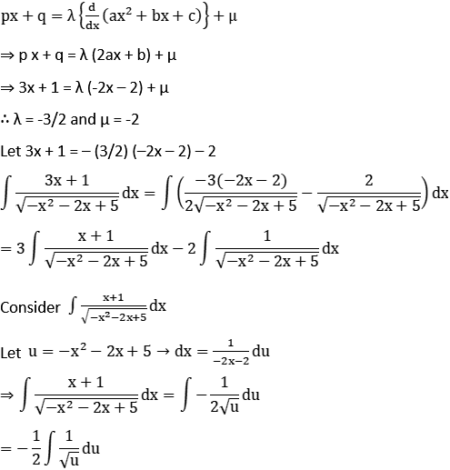 Evaluate the integral: ∫(3x + 1)/√(5 - 2x - x^2) dx - Sarthaks eConnect