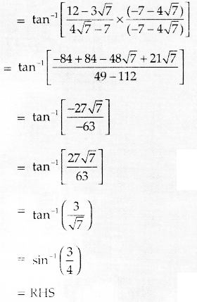 Show That Tan 1 2 Sin 1 3 4 4 7 3 Sarthaks Econnect Largest Online Education Community