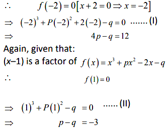 Find The Value Of P And Q If X 2 And X 1 Are Factors Of Expression X 3 Px 2 2x Q Sarthaks Econnect Largest Online Education Community