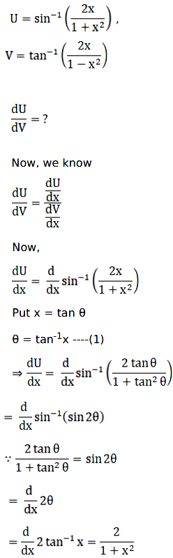 Let U Sin 1 2x 1 X 2 And V Tan 1 2x 1 X 2 Then Du Dv A 1 2 B X C 1 X 2 1 X 2 D 1 Sarthaks Econnect Largest Online Education Community