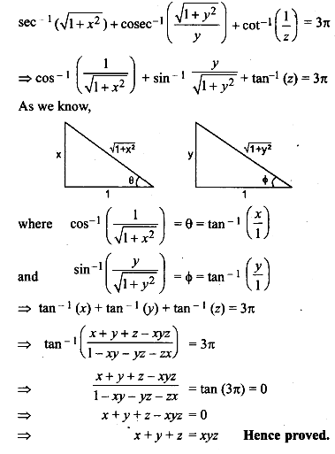 If Sec 1 1 X 2 Cosec 1 1 Y 2 Y Cot 1 1 Z 3p Then Prove That X Y Z Xyz Sarthaks Econnect Largest Online Education Community