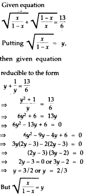 Solve The Following By Reducing Them To Quadratic Equations X 1 X 1 X X 13 6 Sarthaks Econnect Largest Online Education Community