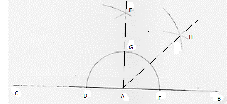 Construct an angle of 45° at the initial point of a given ray and