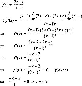 If F X 2x C X 1 And F 0 0 Then Value Of C Is A 0 Sarthaks Econnect Largest Online Education Community