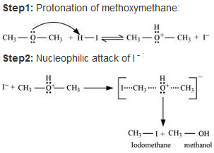 Write the mechanism of the reaction of HI with methoxybenzene ...