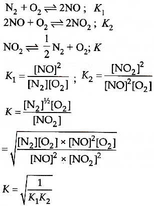 For the reaction, N2(g) + O2(g) ⇋ 2NO(g), the equilibrium constant is K1. -  Sarthaks eConnect