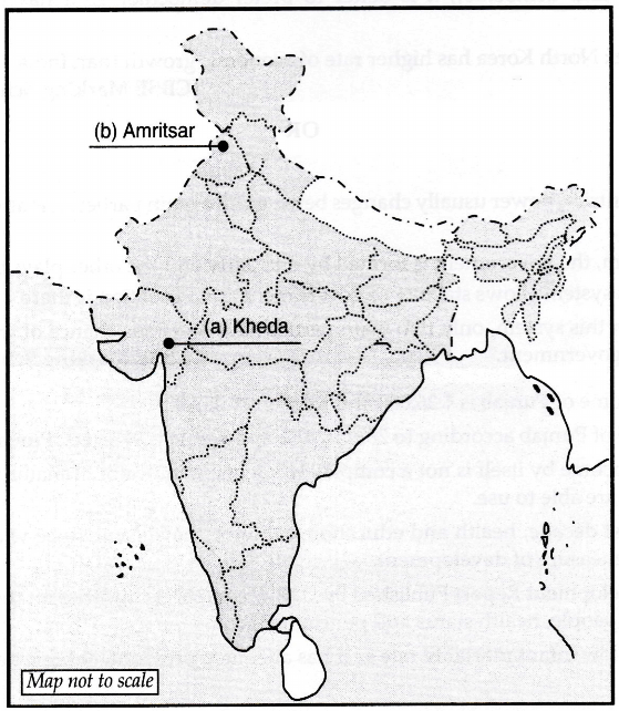 Kheda District On Political Map Of India A) Locate And Label The Place In The Given Outline Political Map Of India :  - Sarthaks Econnect | Largest Online Education Community