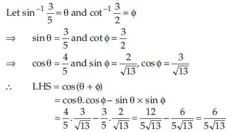 Prove The Following Cos Sin 1 3 5 Cot 1 3 2 6 5 13 Sarthaks Econnect Largest Online Education Community