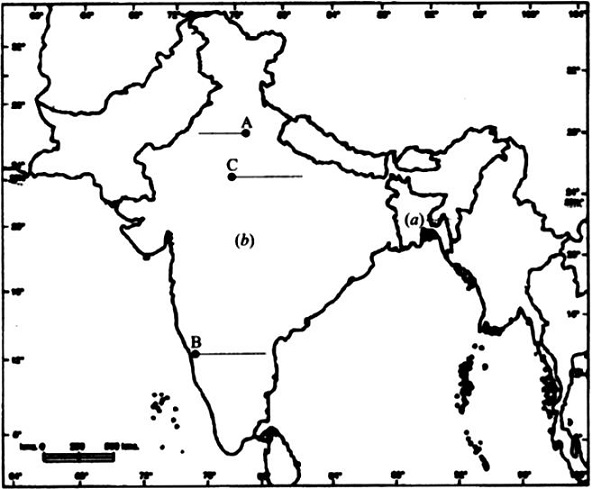 On the given political outline map of India, locate and label the ...