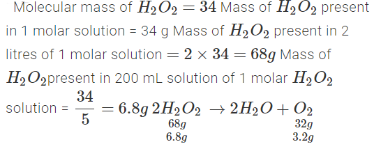 What Mass Of Hydrogen Peroxide Will Be Present In 2 Litres Of A 5 Molar Solution Calculate The Mass Of Oxygen Sarthaks Econnect Largest Online Education Community