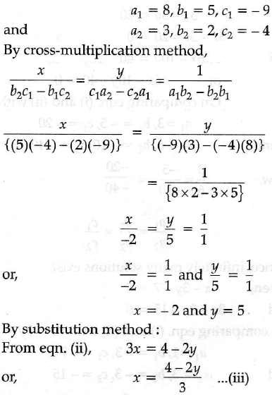 Solve The Following Pair Of Linear Equations By The Substitution And Cross Multiplication Method 8x 5y 9 3x 2y 4 Sarthaks Econnect Largest Online Education Community