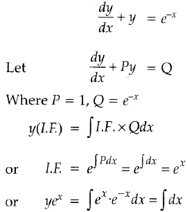 Find The General Solution Of Differential Equation Dy Dx Y E X Sarthaks Econnect Largest Online Education Community