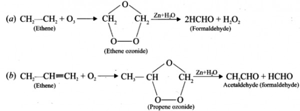 Explain the ozonolysis of a Ethene and b propene Sarthaks