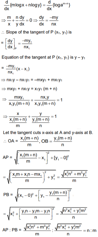The Tangent At Any Point P On The Curve X M Y N A M N Cuts The Coordinate Axes In A And B Show That Ap Pb Is Constant Sarthaks Econnect