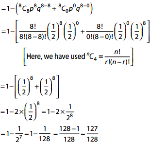 An unbiased coin is tossed eight times. The probability of obtaining at ...